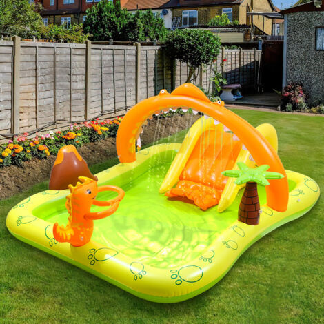 EINFEBEN Piscine gonflable Enfant / Aire De Jeux aquatique Dinosaure 246x193x110cm - Couleur