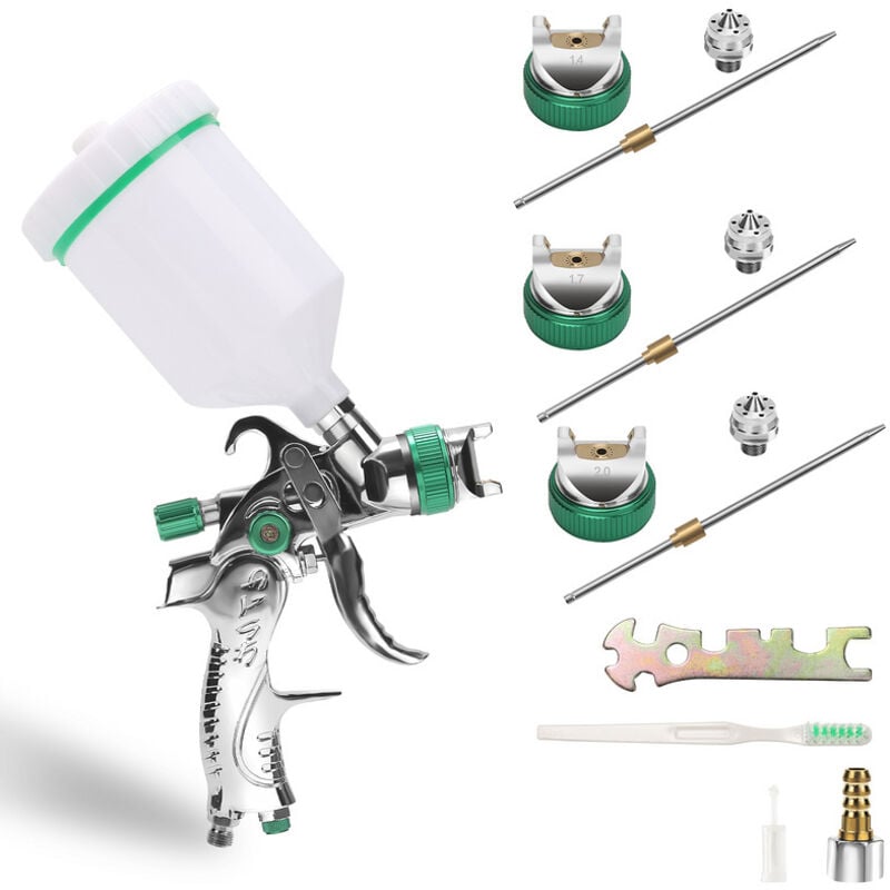 Einfeben - Pistolet à peinture hvlp Pistolet à peinture professionnel 600ml 100 ml/min 0.35Mpa 3 buses(1.4/1,7/2.0mm) 1 pièce