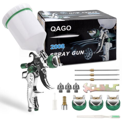 EINFEBEN Pistolet à Peinture professionnel à haute pression Kit de pistolet de soufflage à air alimenté par gravité HVLP Pistolet de peinture pneumatique 1,4 mm / 1,7 mm / 2,0 mm 3 tailles de Vert