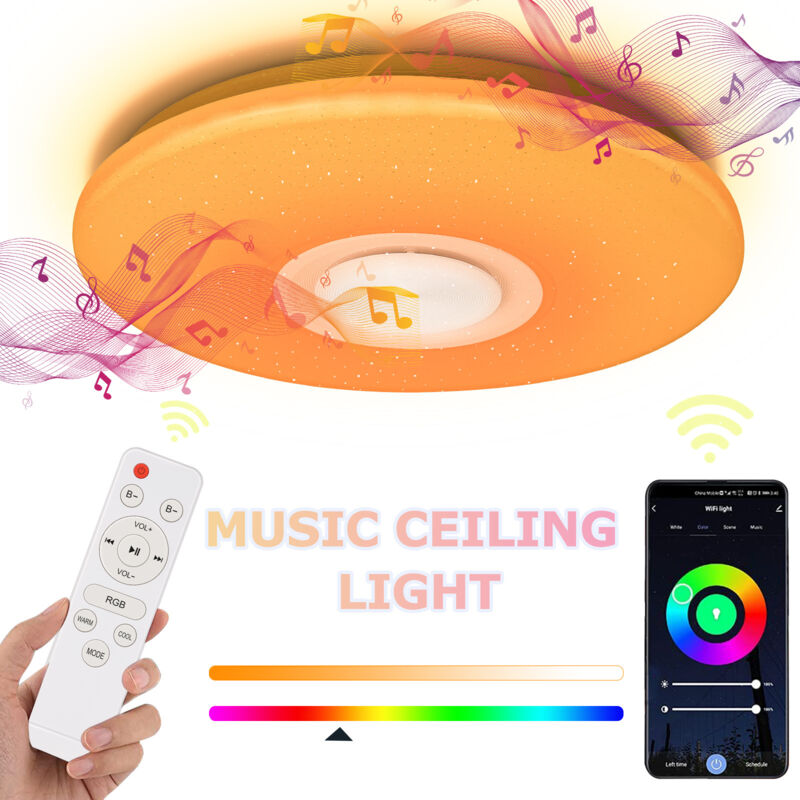 Einfeben - Plafonnier led Bluetooth avec Enceinte, Télécommande et Couleurs rgb – pour Salon & Chambre