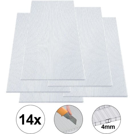 EINFEBEN Plaque de polycarbonate Plaques à double paroi pour serre 14x Plaques en polycarbone 14x - Transparent