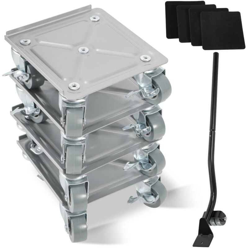 Einfeben - plateau Roulant 4pcs Lève-meubles acier Charge max 500 kg Planche à roulettes Transporteur de meubles pour tous les sols Aide au transport
