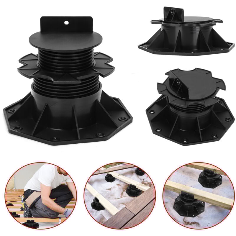 Plot réglable de 60 à 140 mm pour terrasse bois et composite Roulements pour lames de terrasse en bois Carton de 50 plots - Einfeben