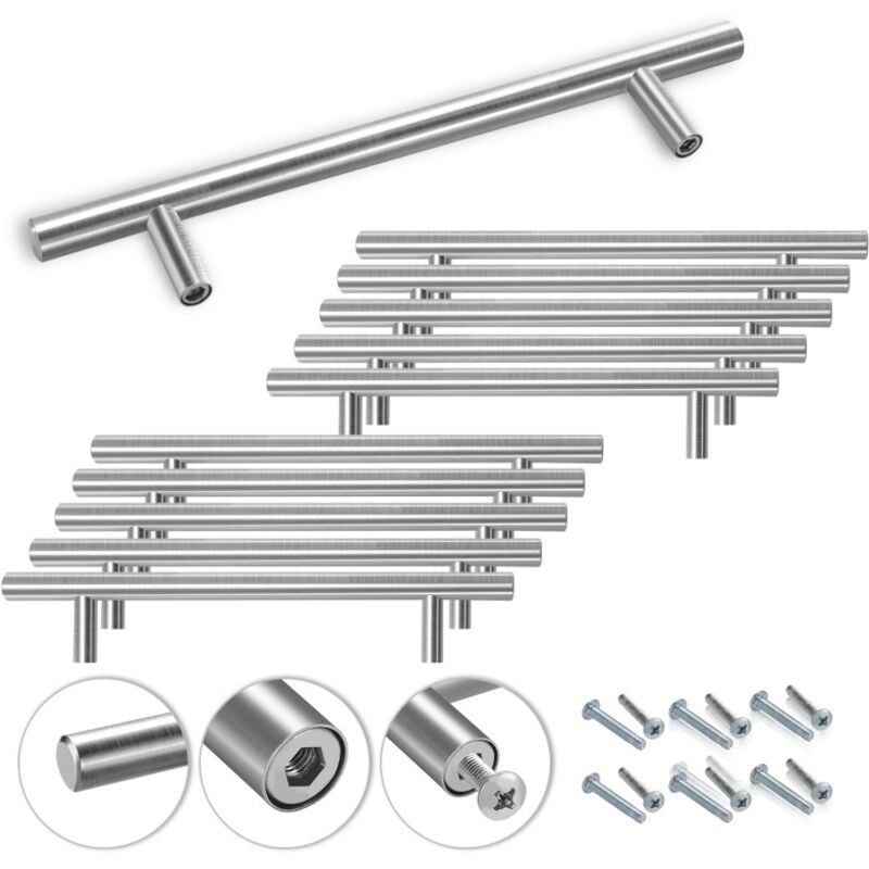 Poignées de meubles Poignée d'armoire Poignée de porte de cuisine Acier inoxydable 22016012MM 20 pièces - Einfeben
