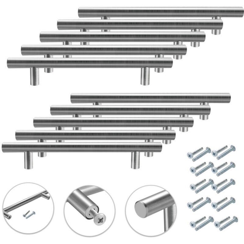 Poignées de meubles Poignée d'armoire Poignée de porte de cuisine Acier inoxydable 1569612MM 20 pièces - Einfeben