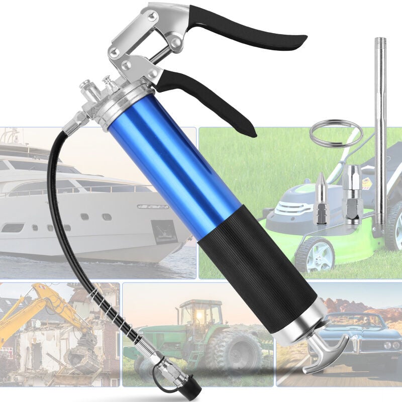 Einfeben Pompe à graisse 8000 psi Flexible ergonomique Pompe à graisse à levier manuel Compatible