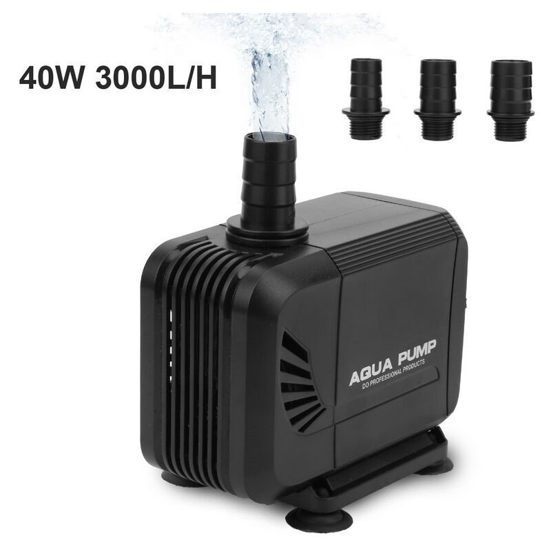 Pompe de fontaine, pompe à eau submersible (40W 3000L/H), petite pompe de fontaine extérieure silencieuse pour étangs, aquariums, aquariums. - noir