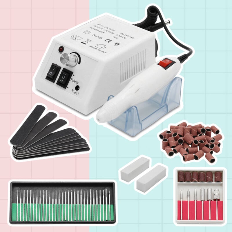 Einfeben - Ponceuse à Ongle Electrique,Professionnelle Manucure Pédicure Machine Kit de Drill Manucure pour Domicile ou Salon Blanc
