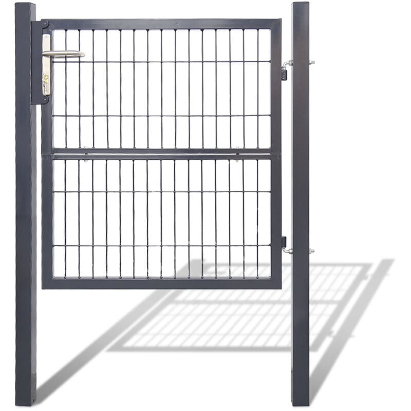 Portail de clôture de jardin Portillon grillagé avec poteaux Acier Portail de jardin Avec serrure 100100CM Anthracite - Einfeben