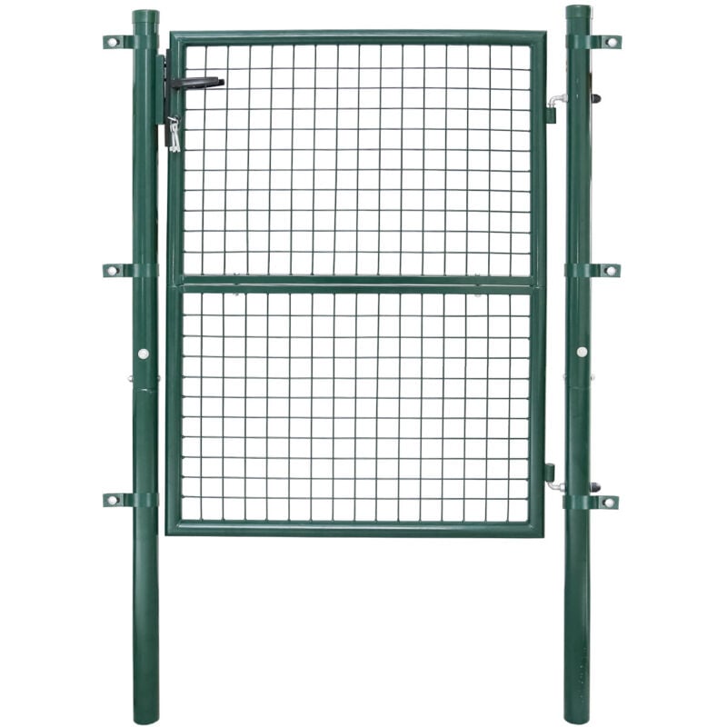 Portail de clôture de jardin Portillon grillagé avec poteaux Acier Portail de jardin Avec serrure 125100CM Vert - Einfeben