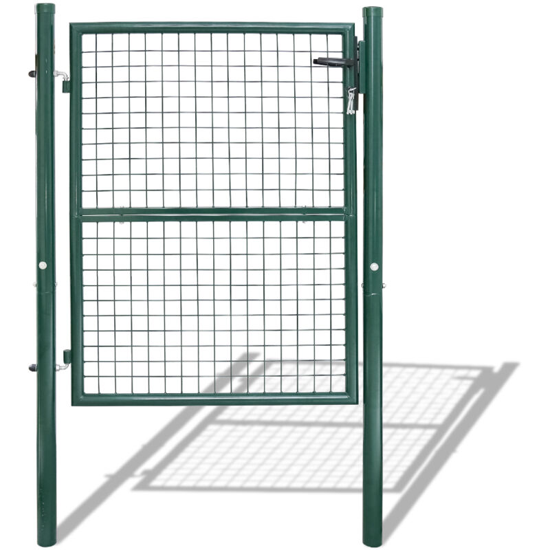 Portail de clôture de jardin Portillon grillagé avec poteaux Acier Portail de jardin Avec serrure 150100CM Vert - Einfeben