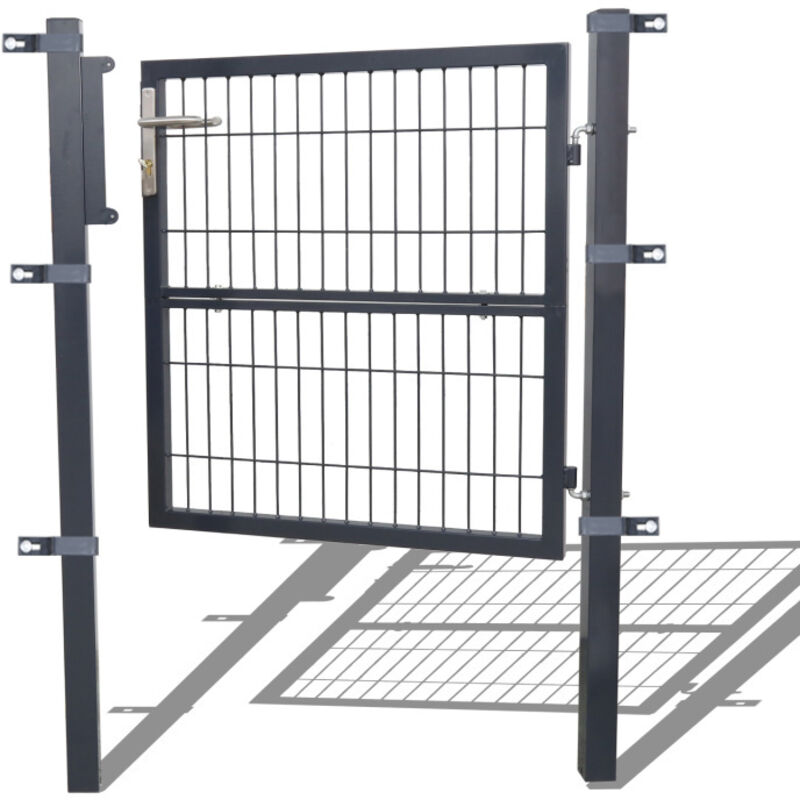 Portail de jardin Portail à double barre d'acier Portail de jardin - Anthracite - 120x100CM - Einfeben