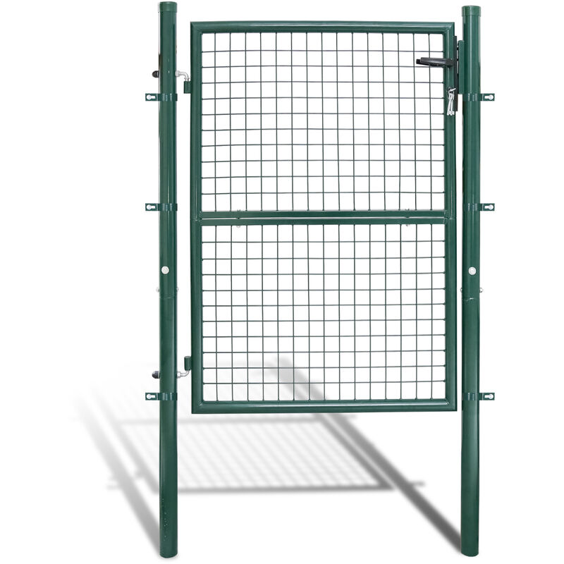 Swanew Portail de jardin Portillon de Jardin Grillagé, en Acier Galvanisé, Clôture avec Serrure, Porte 150 x 100cm, Vert