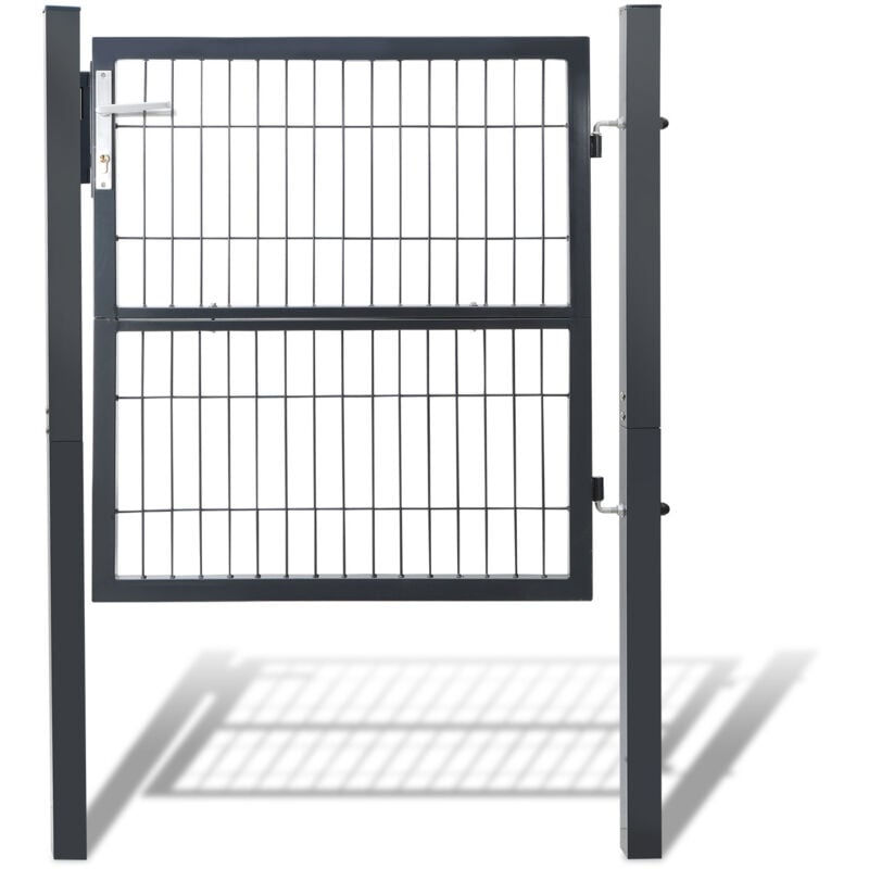 Portail de jardin Portillon de Jardin Grillagé, en Acier Galvanisé, Clôture avec Serrure, Porte 100 x 100cm, Gris - Einfeben