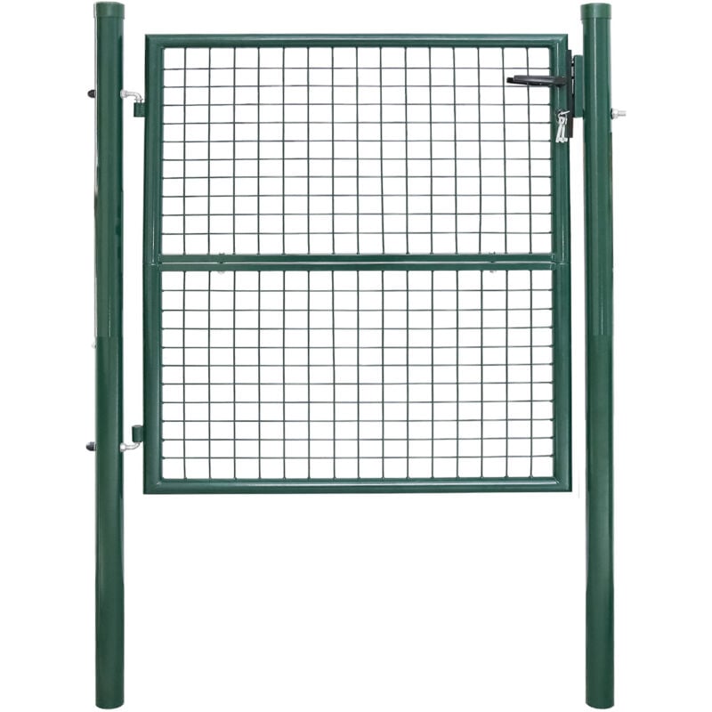 Portail de jardin Portillon de Jardin Grillagé, en Acier Galvanisé, Clôture avec Serrure, Porte 100 x 100cm, Vert - Einfeben