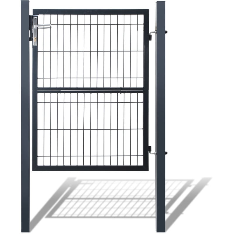 Portail de jardin Portillon de Jardin Grillagé, en Acier Galvanisé, Clôture avec Serrure, Porte 120 x 100cm, Gris - Einfeben