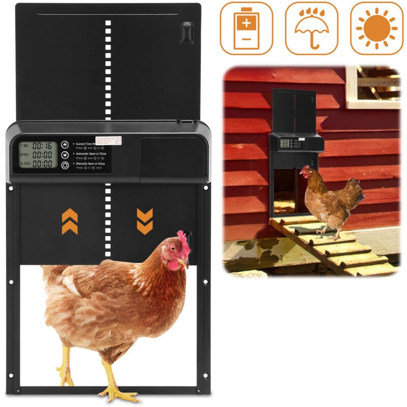 Einfeben - Porte Automatique Poulailler avec Minuterie Anti-pincement ,Porte Poulailler Automatique Resiste aux Predateurs, Poulets Poules Oies