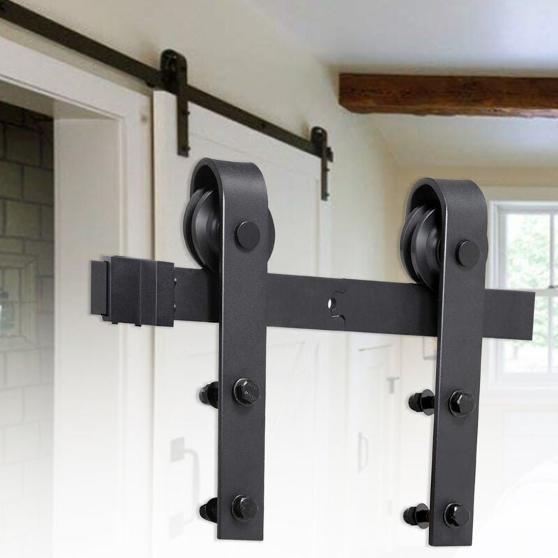 Porte Coulissante Système de porte coulissante Kit de Rail Porte de Grange/Coulissante perçage pour porte épaisseur 35-45 mm largeur 200cm - Einfeben