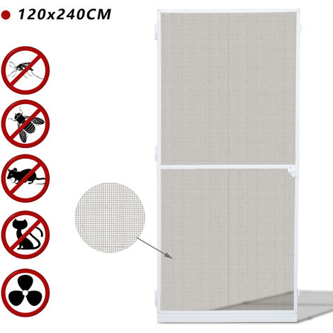 EINFEBEN Porte moustiquaire moustiquaire porte moustiquaire imperméable cadre aluminium moustiquaire fibre 120x240CM - blanc