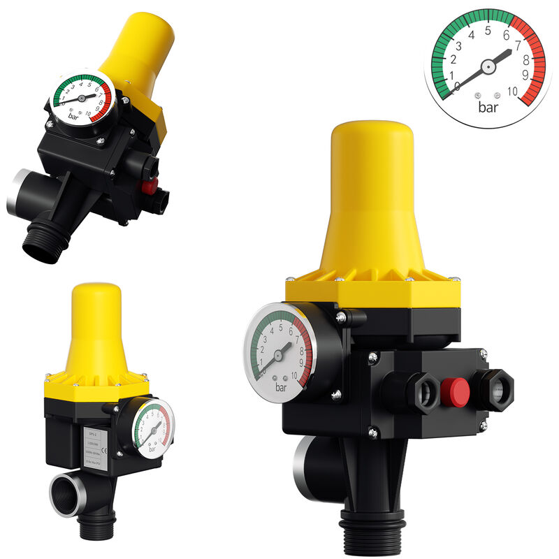 EINFEBEN Pressostat Commande de pompe Régulateur de pression Presscontrol Watertech jaune sans câble - Gelb