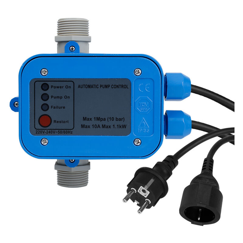 Pressostat de commande de pompe interrupteur de pompe de puits profond aqueduc domestique automatique bleu avec câble - Einfeben