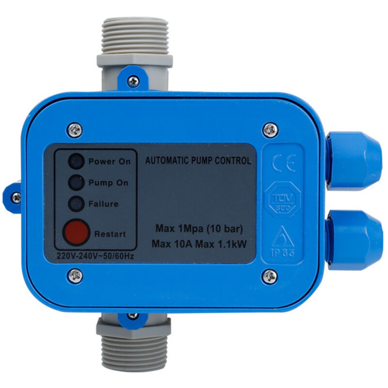 Pressostat de commande de pompe interrupteur de pompe de puits profond aqueduc domestique automatique bleu sans câble - Einfeben