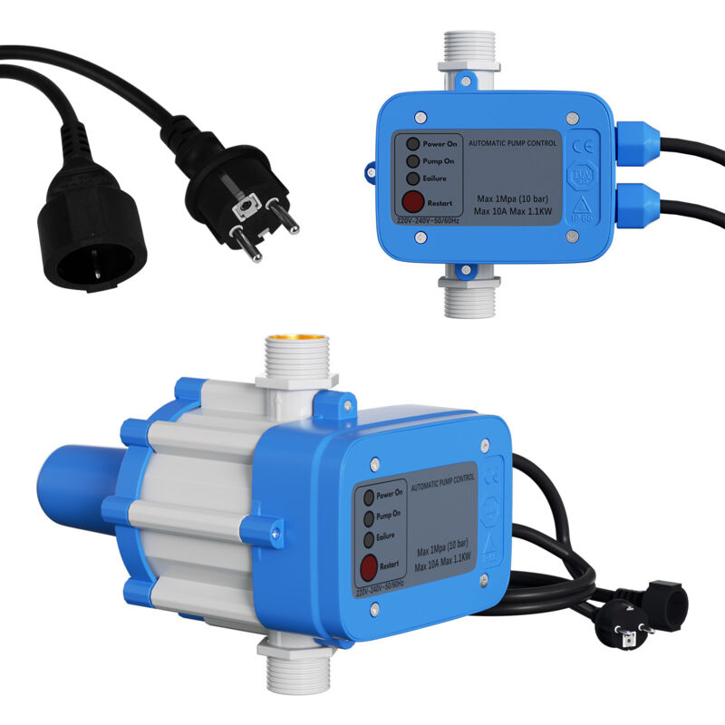 Einfeben - Pressostat Jardin Contrôleur de pression de pompe 10 bar max 1.1kw avec câble Bleu