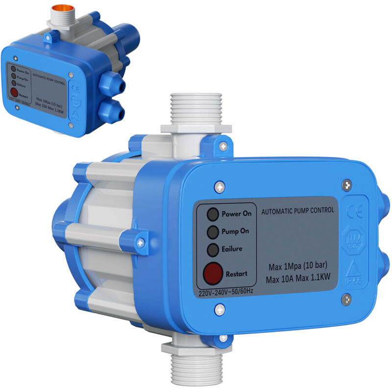 Einfeben - Pressostat Jardin Contrôleur de pression de pompe 10 bar max 1.1kw sans câble Bleu