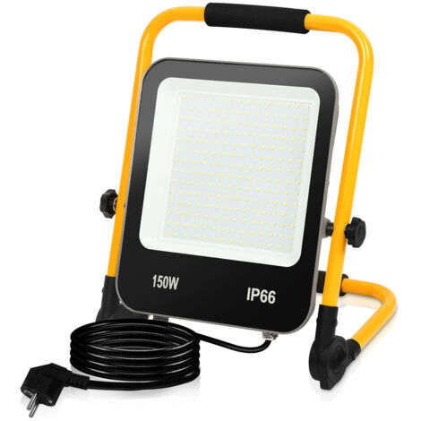 Einfeben – Projecteur LED 150W étanche IP66 – 13000 lumens blanc froid 6000K – Angle de faisceau 120° – Support pliable pour extérieur