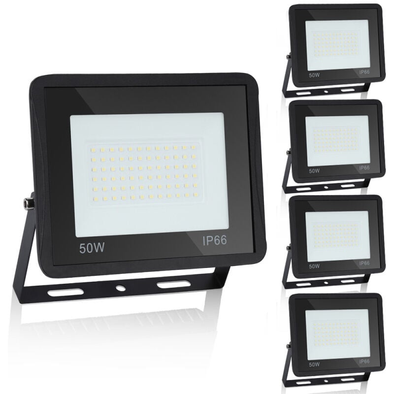 Einfeben Projecteurs led à l'extérieur Spot éclairage de sécurité extérieurs étanches IP66 pour jardin garage 5X50W blanc froid