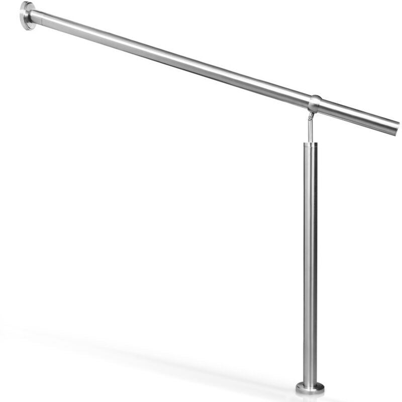 EINFEBEN Rampe d’escalier, Main courante inox, intérieur extérieur entrée maison, Fixation mur 80x90 cm argent