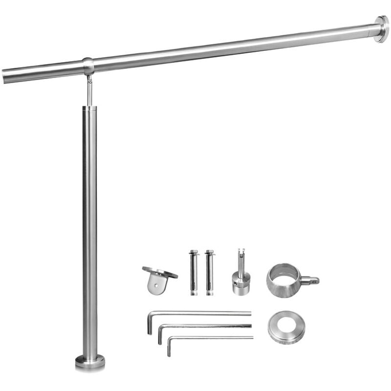 Einfeben - Rampe Escalier Inoxydable Main Courante en Rampe d'escalier pour Escalier Extérieu/intérieur Angle réglable Fixation Mur 100cm