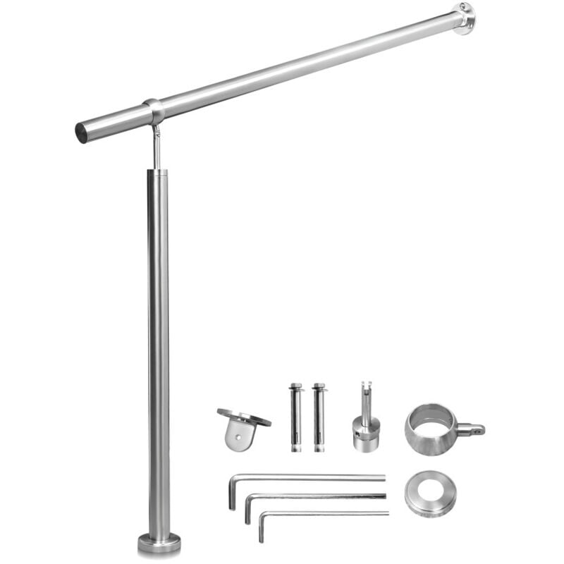 Einfeben - Rampe Escalier Inoxydable Main Courante en Rampe d'escalier pour Escalier Extérieu/intérieur Angle réglable Fixation Mur 150cm
