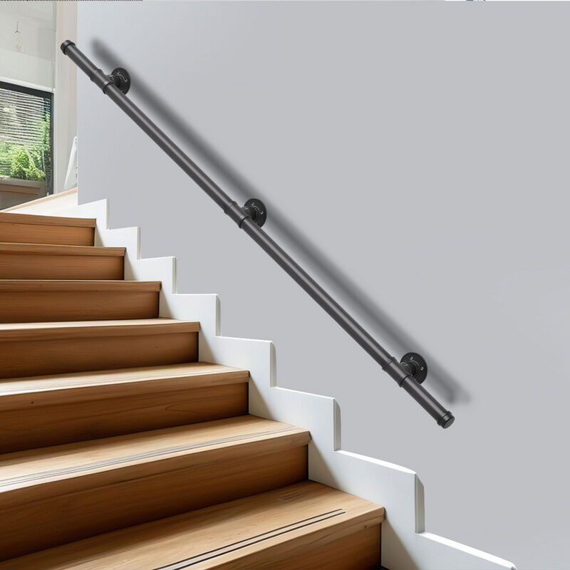 Einfeben - Rampe Escalier Main Courante Rampe d'escalier Antidérapante Métal Acier Galvanisé Fonte pour Intérieur Extérieur 150cm