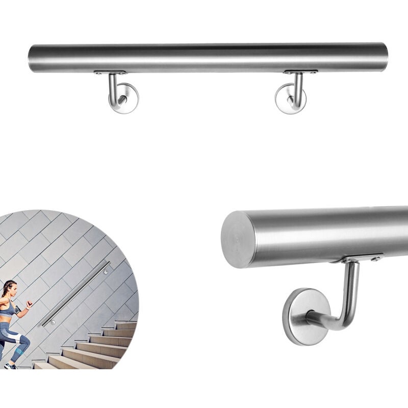 EINFEBEN Rampe Escalier Rampe d’escalier 2 Supports Muraux , Main courante acier 304 inoxydable, intérieur&extérieur, 100cm