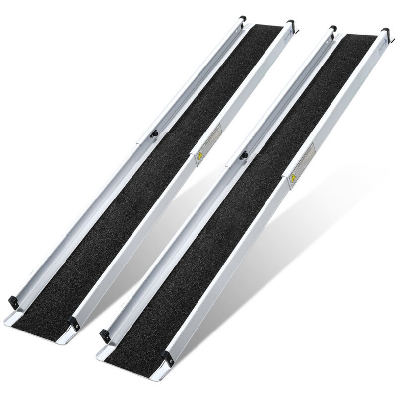 Rampe Fauteuil Roulant 213cm Rampe Télescopique Antidérapant en Aluminium Portable Longueur Ajustable Capacité 300KG