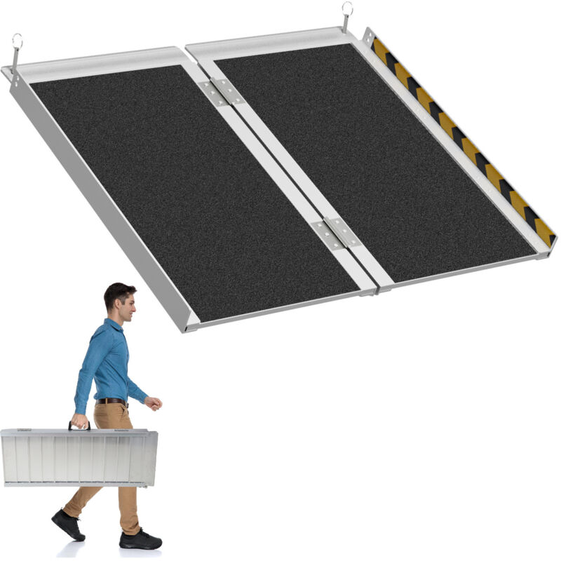 Rampe Fauteuil Roulant Rampe d'accès pliable Rampe en aluminium 2x, surface antidérapante Capacité 270KG 61cm