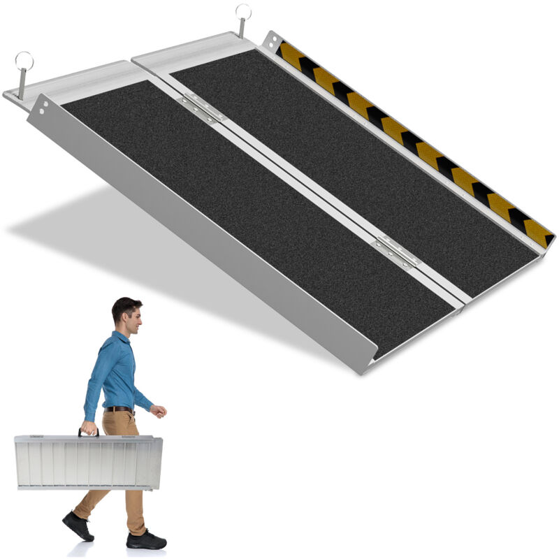 Rampe Fauteuil Roulant Rampe Pliable Antidérapant en Aluminium 2x Portable Surface antidérapante Capacité 270KG 91cm