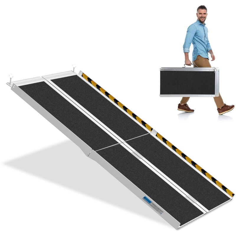 Rampe pour Fauteuil Roulant Rampe de chargement 2x Portable Alu Surface antidérapante Rampe d'Accès Capacité 270KG 152cm