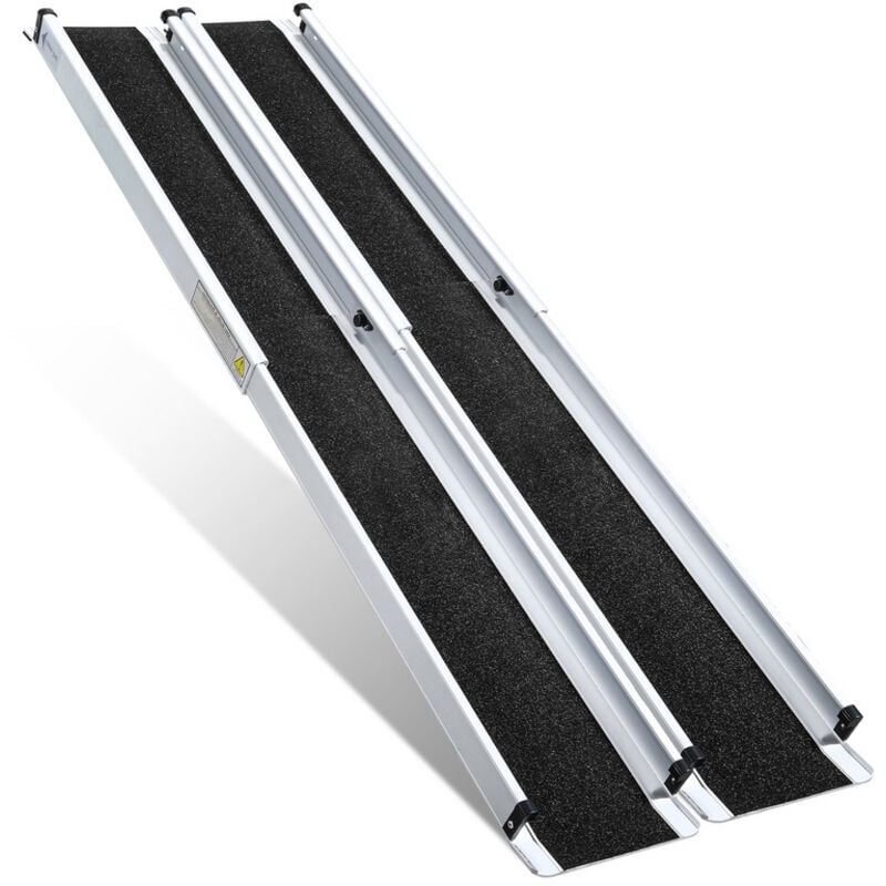 Rampe pour Fauteuil Roulant Rampe de chargement Portable 213cm Alu Surface antidérapante Rampe d'Accès Valise Capacité 300KG