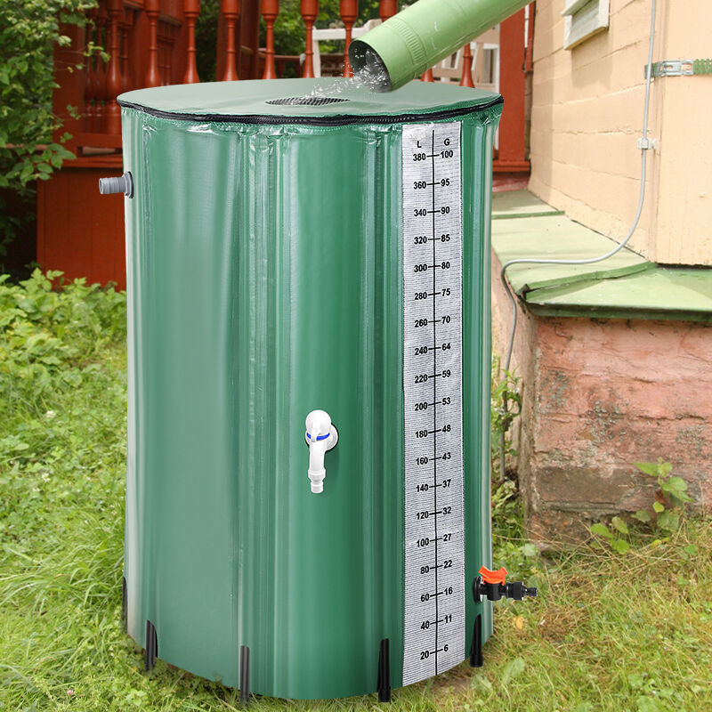 Récupérateur d'eau de pluie pliable 380 l, ⌀ 100x68cm Baril d'eau de pluie vert Réservoir de Pluie Pratique - Vert - Swanew