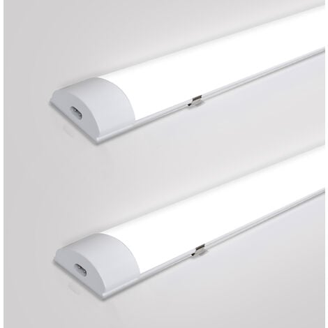 EINFEBEN Réglette LED étanche tubes LED interconnectable traversante Blanc Neutre IP65 Plafonnier LED pour locaux pièces humides 60cm 18W