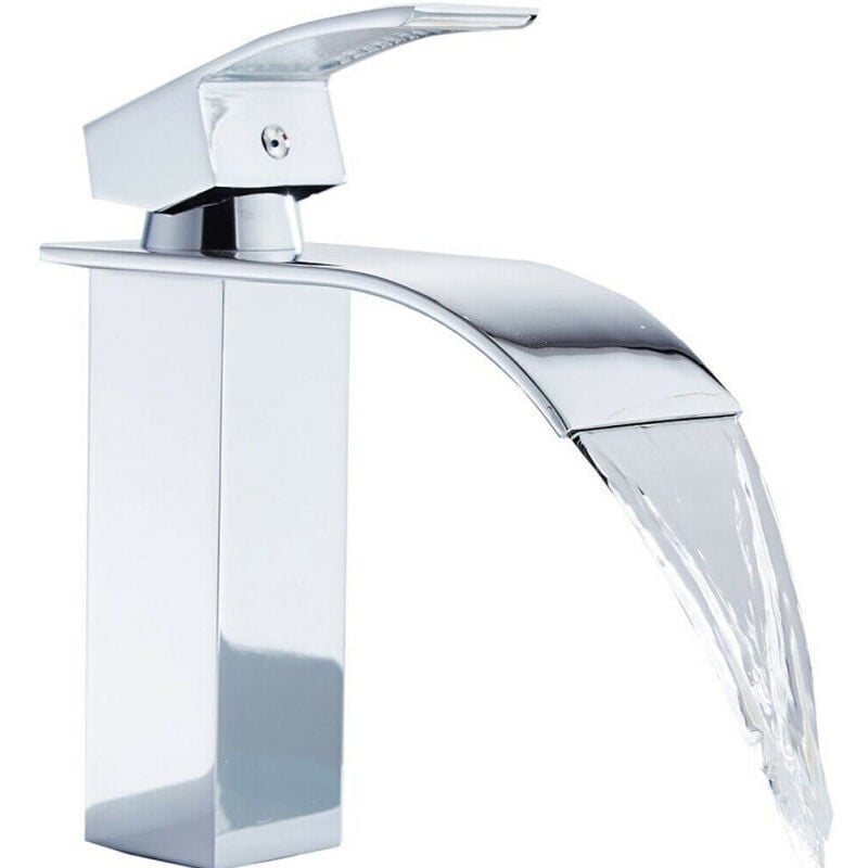 Einfeben - Robinet Salle de Bain Cascade Mitigeur de Lavabo en Laiton Robinet à Deux Voies Chromé Design Moderne