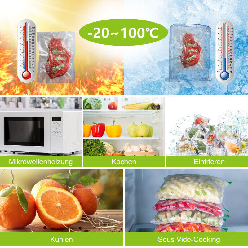 Einfeben - Rouleaux sous vide,Sacs sous Vide Alimentaire 6 Rouleaux, 20 x 600 cm pour Appareil de Mise sous Vide, Réfrigérateur, Réutilisable