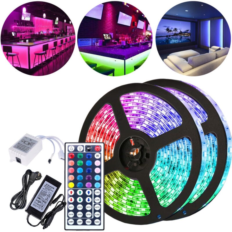 Einfeben - Ruban led lumineux Bande led pour Chambre, Mariage, Fête Cuisine rvb 5050 smd multicolore 5M 30 led Avec 44 télécommande