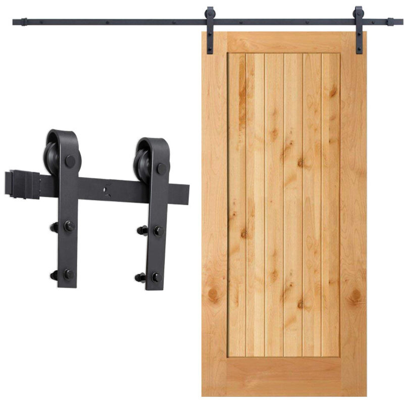 Schiebetürsystem Montageset Laufschiene Holztür Schiebetürbeschlag 183/200cm - Einfeben