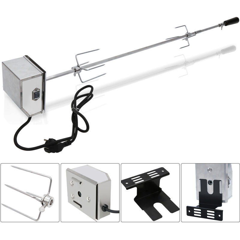 Einfeben - Set de brochettes Broche bbq pour grill 107 cm incl. moteur en acier inoxydable, 220V - 240V Rôtissoire pour Barbecue