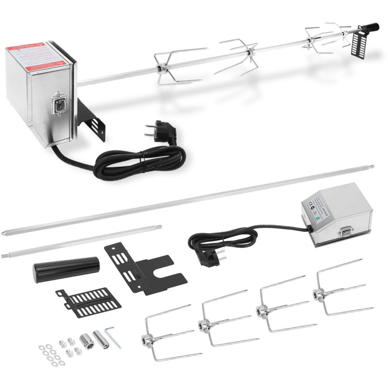 Einfeben - Set de brochettes Broche bbq pour grill 117 cm incl. moteur en acier inoxydable, 220V - 240V Rôtissoire pour Barbecue