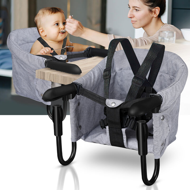 Einfeben - Siège de table bébé 6-36 mois Rehausseur de siège Chaise bébé Siège bébé pliable Booster pour tables de 2-8cm d'épaisseur - gris