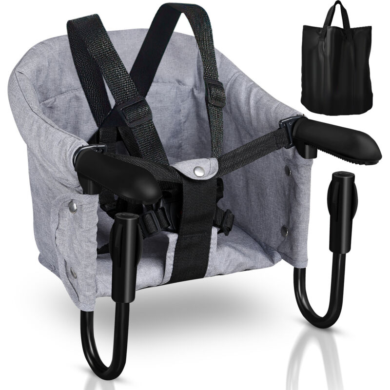 Siège de Table pour Enfants, 36x42x27cm, Pliable, avec Pinces Antidérapantes, Capacité de 18KG, avec Sacs, Gris - Einfeben